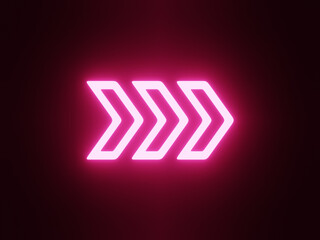Poster - 3d rendering arrow to the right, red glowing neon. Pop art motion animation.