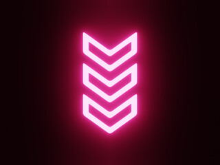 Poster - 3d rendering down arrow, red glowing neon. Pop art motion animation.