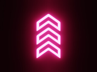 Poster - 3d rendering up arrow, red glowing neon. Pop art motion animation.