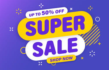 Wall Mural - super sale banner, special offer and sale. shop now or this weekend only. up to 50 or 60 or 70 off. 