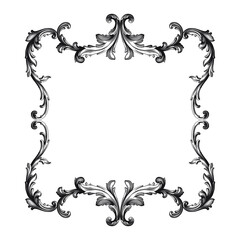 Wall Mural - Vintage Ornament Element in baroque style with filigree and floral engrave the best situated for create frame, border, banner. It's hand drawn foliage swirl like victorian or damask design arabesque.