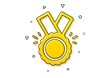 © blankstock - Winner achievement symbol. Award Medal icon. Glory or Honor sign. Yellow circles pattern. Classic honor icon. Geometric elements. Vector