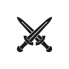 Icon of two swords. Battle badge. Simple vector illustration on a white background