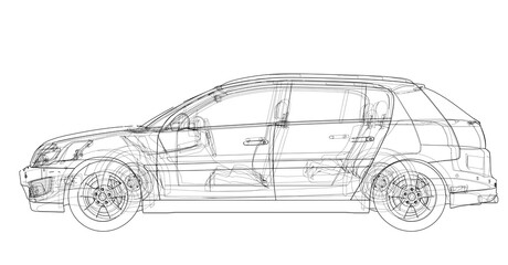 Poster - concept car. 3d illustration