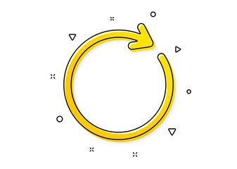 Aufkleber - rotation arrow sign. refresh icon. reset or reload symbol. yellow circles pattern. classic synchroni
