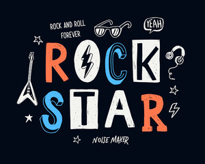 Wall Mural - rock star vector slogan graphic, for t-shirt prints and other uses.