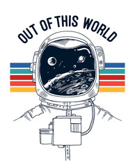 Wall Mural - vector illustration of astronaut in space, for t-shirt prints and other uses.
