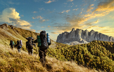 hiking in the mountains