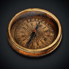 Vintage compass isolated on black background 3d