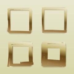 Poster - Set of golden frames square forms, paintings marker or art brush