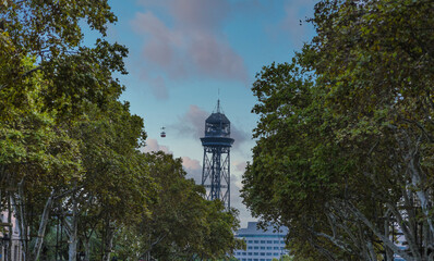 Sticker - Landmark Barcelona Cable Car Through Trees