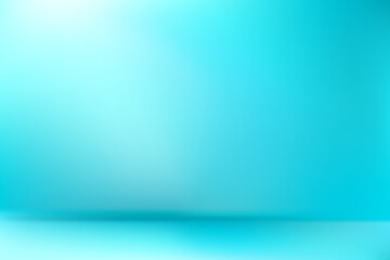 abstract gradient teal blue background with place for subject and shadow. blurred turquoise backdrop
