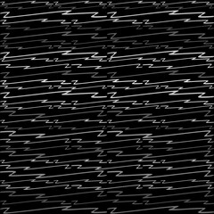 Poster - Seamless Texture of Horizontal lines, vector pattern of digital waves, white stripes on black background, texture design template