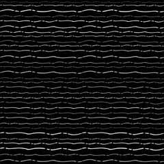 Poster - Seamless Texture of Horizontal lines, vector pattern of digital waves, white stripes on black background, texture design template