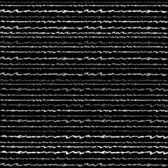 Poster - Seamless Texture of Horizontal lines, vector pattern of digital waves, white stripes on black background, texture design template
