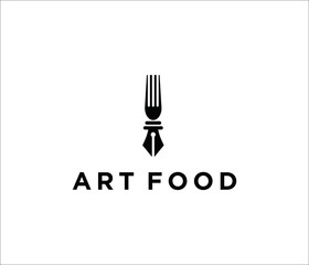 Wall Mural - pen creative food logo design icon illustration
