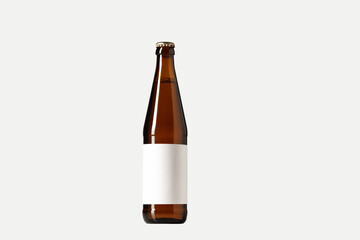 Empty golden colored beer bottle. One object isolated on white studio background. Concept of beer, beverage, entertainment and alcohol. Copyspace for your bar, restaurant, brewery or shop advertising.