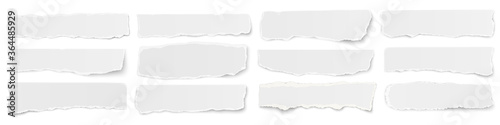 Fotomural A long horizontal set of torn long pieces of paper isolated on a white background