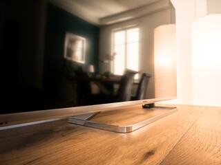 Poster - Interior of the living room reflected on the TV screen