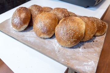 Poster - High angle shot of tasty looking buns with sesame seeds