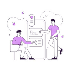 Poster - Men adjusting settings in modern smartphone app