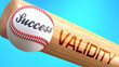 Success in life depends on validity - pictured as word validity on a bat, to show that validity is crucial for successful business or life., 3d illustration