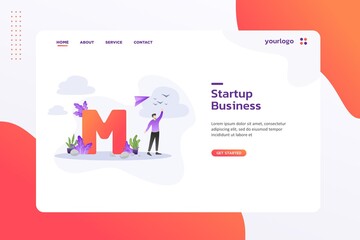 Fototapete - startup business Website template design. Modern vector illustration concept of web page design for website and mobile website development. Easy to edit and customize.