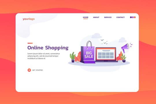 Online Shopping Website template design. Modern vector illustration concept of web page design for website and mobile website development. Easy to edit and customize.