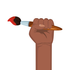 Poster - hand with paint brush tool isolated icon