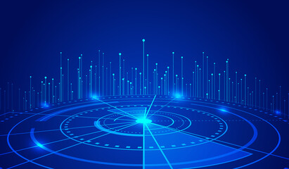 Poster - circuit board, dot line abstract technology, internet big data background.