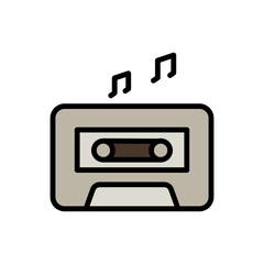 Poster - Cassette, music icon. Simple color with outline vector elements of hipster style icons for ui and ux, website or mobile application