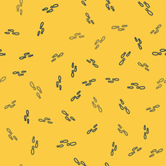 Poster - Blue line Footsteps icon isolated seamless pattern on yellow background. Detective is investigating. To follow in the footsteps. Vector Illustration.