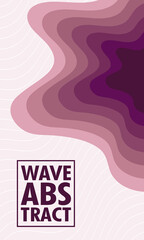 Poster - wave abstract with lettering and square frame in pink background