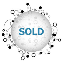 Poster - Text Sold. Business concept . Abstract geometric background with lines, circles and dots