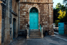 Old Blue Door, City Of Jerusalem Israel.