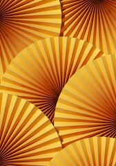 Poster - Minimal abstract background. Yellow gradient medallion paper fan background. 3d render illustration. 