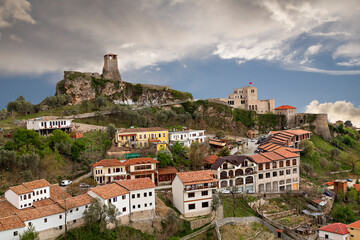 Wall Mural - Old town Kruje and its fort, in Albania.