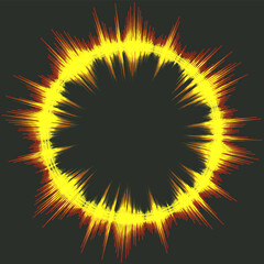 Poster - Jpeg digital explosion colorful waveform banner. Round sunburst music wave background. Modern bright audio pulse player illustration.