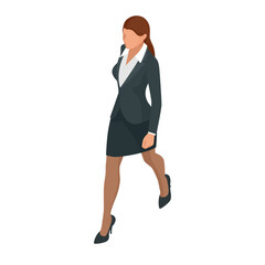 Wall Mural - Isometric Business women stylish isolated on white. Business ladies, business woman character pose