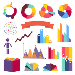 Poster - Infographs. Infographic charts elements collection. Financial analysis data graphs and diagram, marketing statistic and modern business presentation