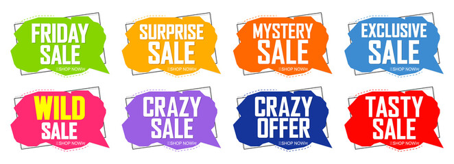 Set Sale banners design template, discount tags, vector illustration