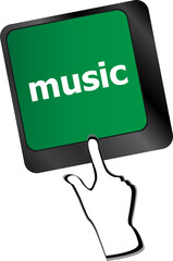 Poster - Computer keyboard with music key - technology background