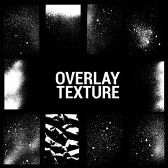 Poster - Texture overlays collection. Apply textures to your background to create - dirty grainy stamp, scratches, damage marks, grunge splashes. Dirty ink stamp, urban grunge texture. Vector set