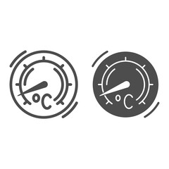 Poster - thermometer for grilling line and solid icon, bbq concept, round kitchen thermometer sign on white b