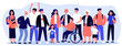 © Bro Vector - Diverse community members standing together. Crowd of happy men, women of different ages, children and disabled person. illustration for civil society, diversity, togetherness, citizens concept