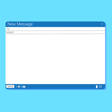 The Mail Interface In The Browser. Email Outlook Application Template. Empty Letter Design. Vector Image. Stock Photo.