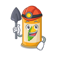 Sticker - A cartoon picture of corn tin miner with tool and helmet