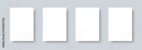 Cuadros en Lienzo Set of 4 white A4 size paper sheets mock up realistic vector isolated on gray ba