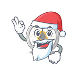 Fototapeta  - cartoon character of old kitchen timer Santa with cute ok finger