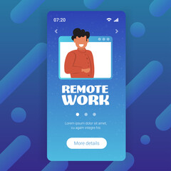Poster - businessman having online consultation during video call remote work quarantine isolation concept guy in web browser window smartphone screen portrait vector illustration